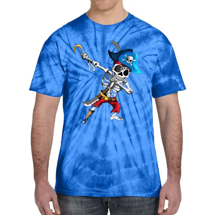 Dabbing Pirates Skeleton Eye Flap Pirate Ship Halloween Tie-Dye T-Shirt