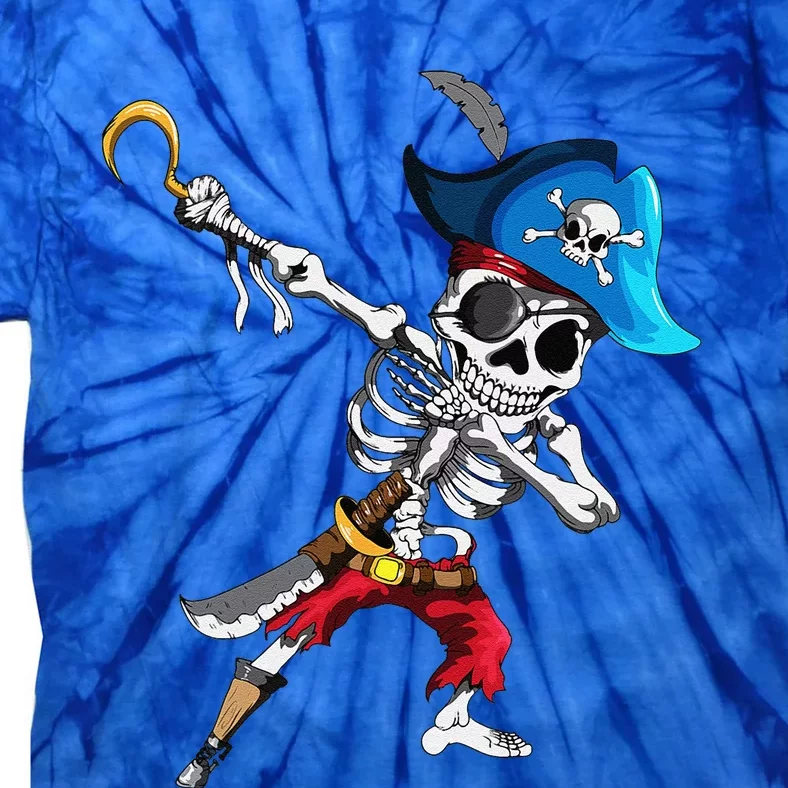 Dabbing Pirates Skeleton Eye Flap Pirate Ship Halloween Tie-Dye T-Shirt