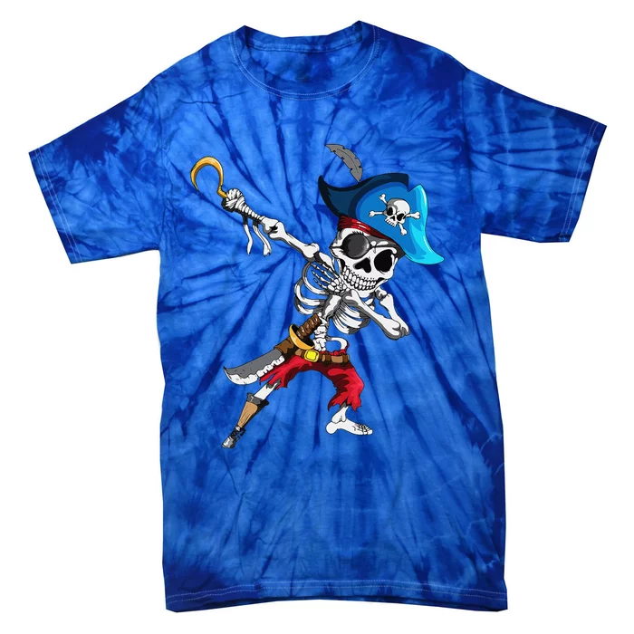 Dabbing Pirates Skeleton Eye Flap Pirate Ship Halloween Tie-Dye T-Shirt