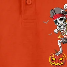 Dabbing Pirate Skeleton Dab Halloween Pumpkin Costume Funny Gift Dry Zone Grid Performance Polo