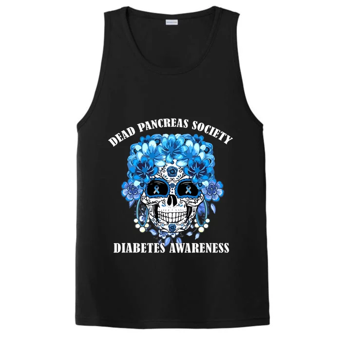 Dead Pancreas Society Funny Diabetes Awareness Sugar Skull Performance Tank