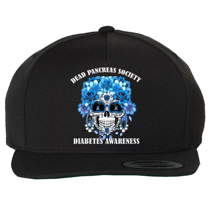 Dead Pancreas Society Funny Diabetes Awareness Sugar Skull Wool Snapback Cap