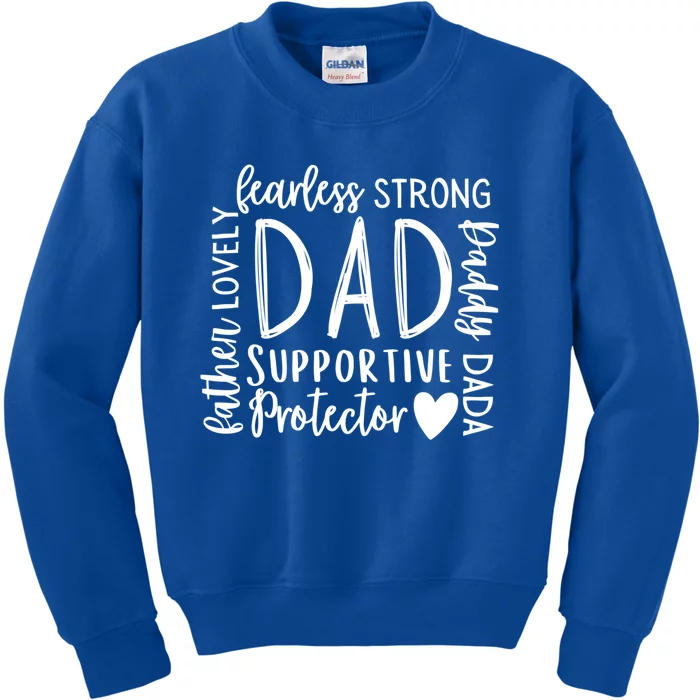 Dad Protector Strong Fearless Funny FatherS Day Gift Father Gift Kids Sweatshirt