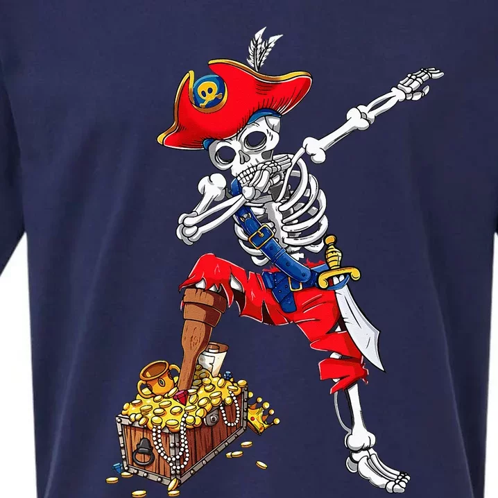 Dabbing Pirate Skeleton Dab Kids Halloween Costume Gift Sueded Cloud Jersey T-Shirt