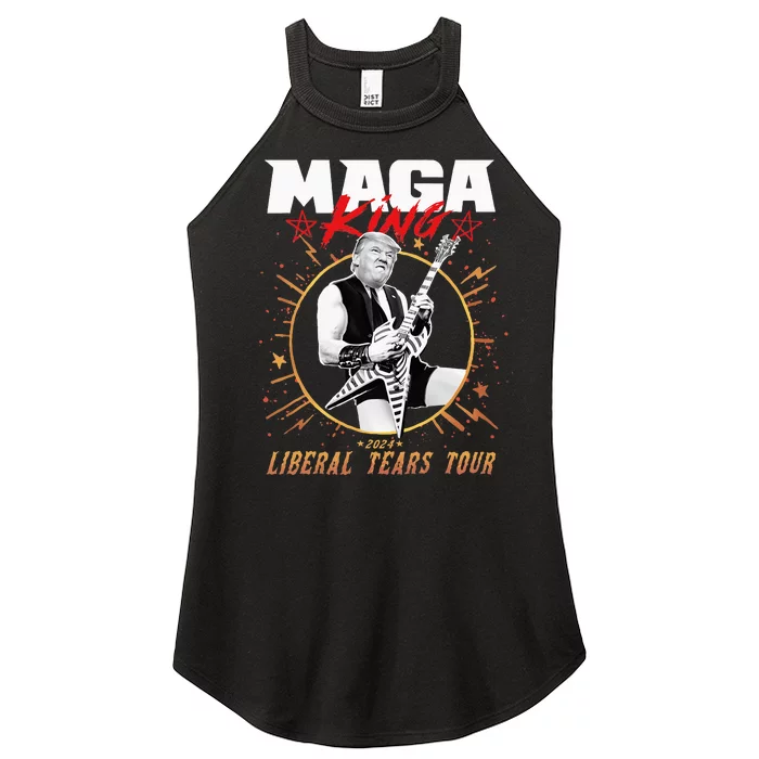 Donkey Pox Song Trump Playing Guitar Solo For Liberal Tears Women’s Perfect Tri Rocker Tank