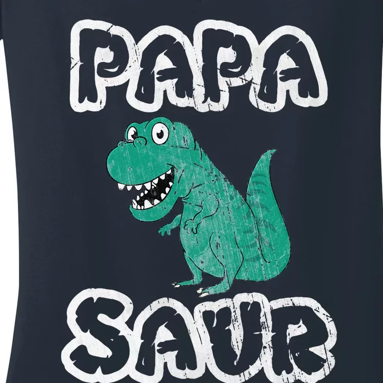 Dinosaur Papa Saur Grandfather Dad Gift Father's Day Women's V-Neck T-Shirt