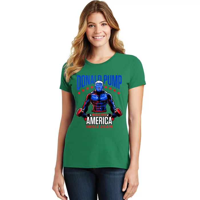 Donald Pump Swole America Trump Weight Lifting Gym Fitness Women's T-Shirt