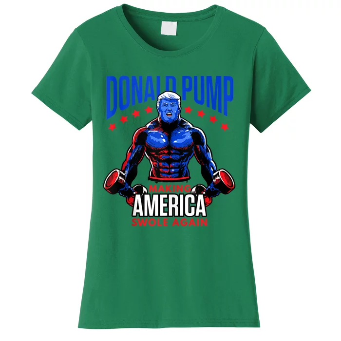 Donald Pump Swole America Trump Weight Lifting Gym Fitness Women's T-Shirt