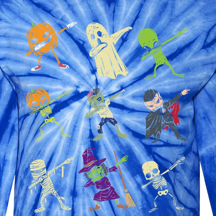 Dab Pumpkin Skeleton Ghost Alien Zombie Halloween Gift Tie-Dye Long Sleeve Shirt