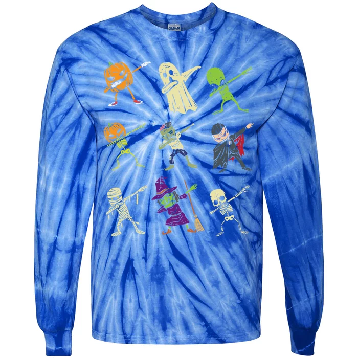 Dab Pumpkin Skeleton Ghost Alien Zombie Halloween Gift Tie-Dye Long Sleeve Shirt