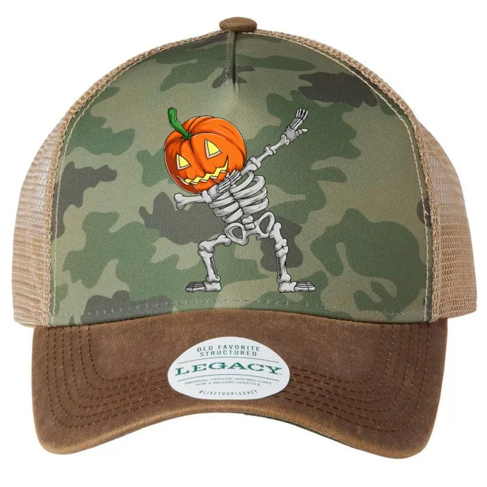 Dabbing Pumpkin Skeleton Halloween Dab Dance Skull Legacy Tie Dye Trucker Hat