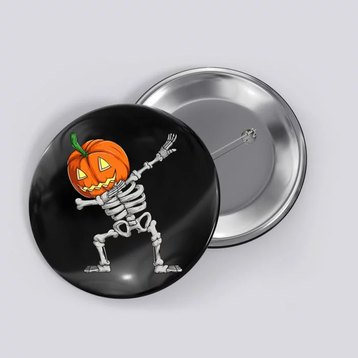 Dabbing Pumpkin Skeleton Halloween Dab Dance Skull Button