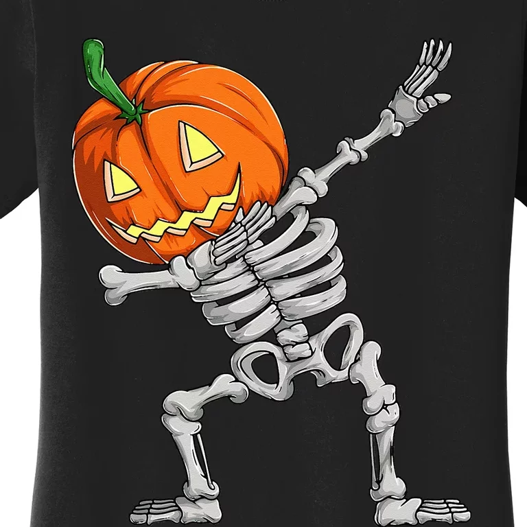 Dabbing Pumpkin Skeleton Halloween Dab Dance Skull Women's T-Shirt