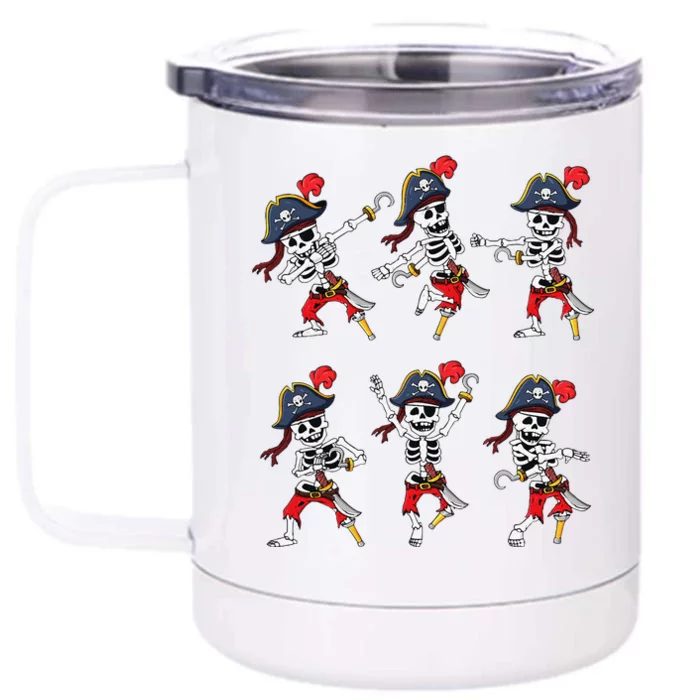 Dancing Pirate Skeletons Dance Challenge Halloween Front & Back 12oz Stainless Steel Tumbler Cup