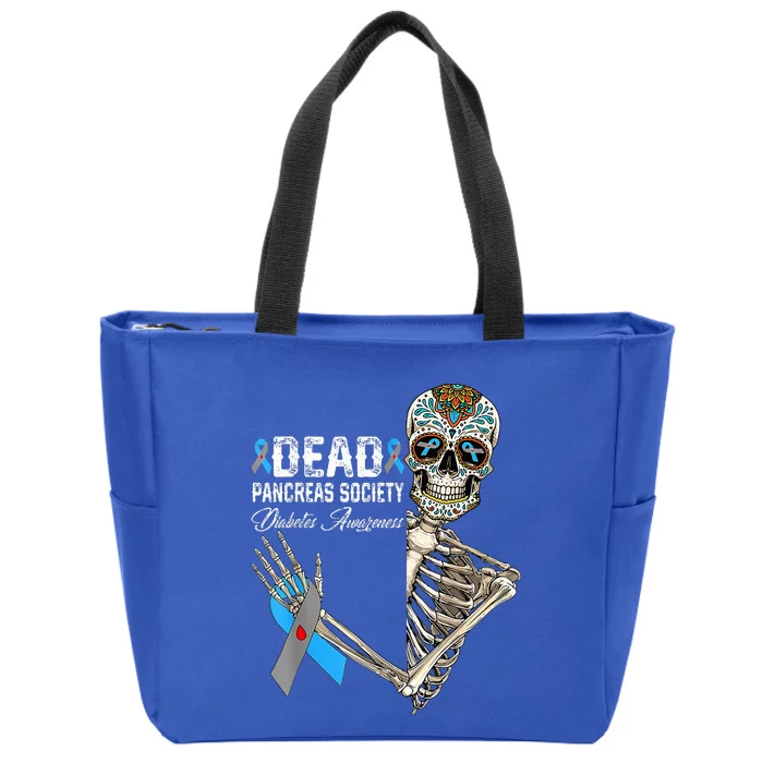 Dead Pancreas Society Diabetes Awareness Day Sugar Skeleton Zip Tote Bag