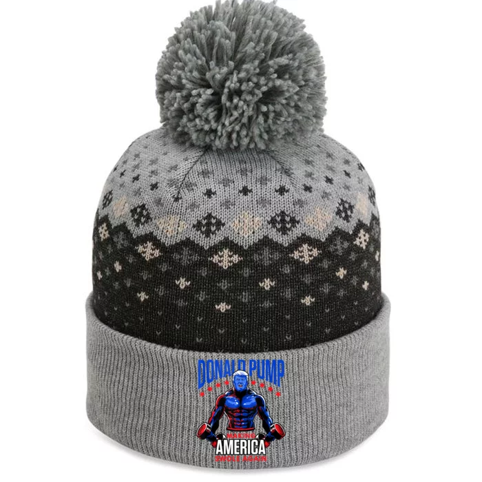 Donald Pump Swole America Gift Trump Weight Lifting Gym Fitness The Baniff Cuffed Pom Beanie