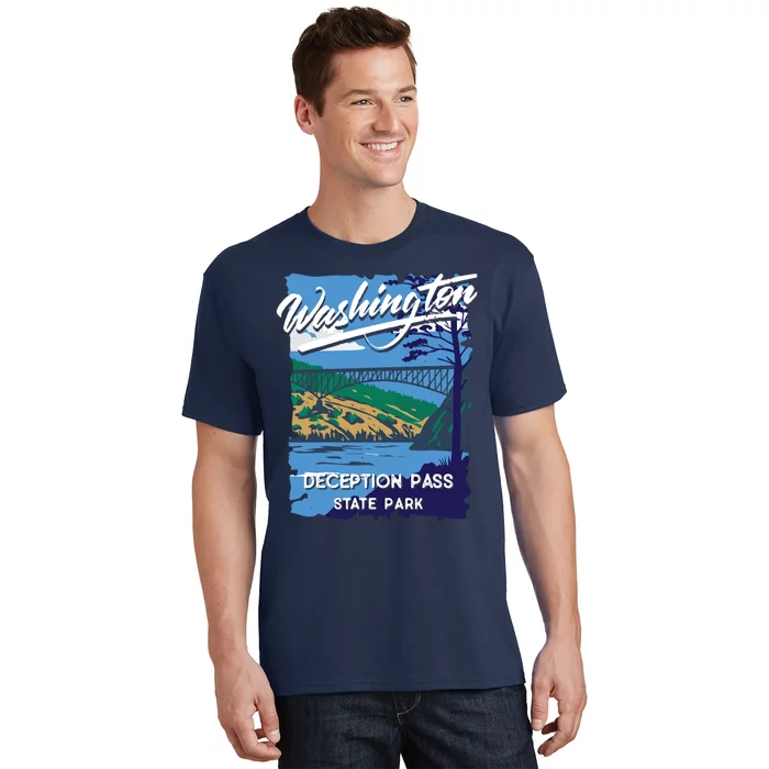 Deception Pass State Park Washington Evergreen State Camping T-Shirt