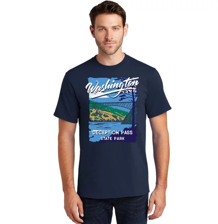 Deception Pass State Park Washington Evergreen State Camping Tall T-Shirt