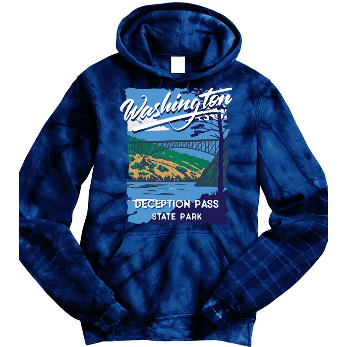 Deception Pass State Park Washington Evergreen State Camping Tie Dye Hoodie