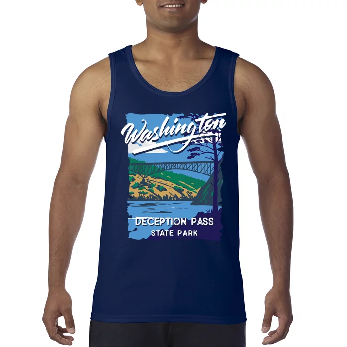 Deception Pass State Park Washington Evergreen State Camping Tank Top