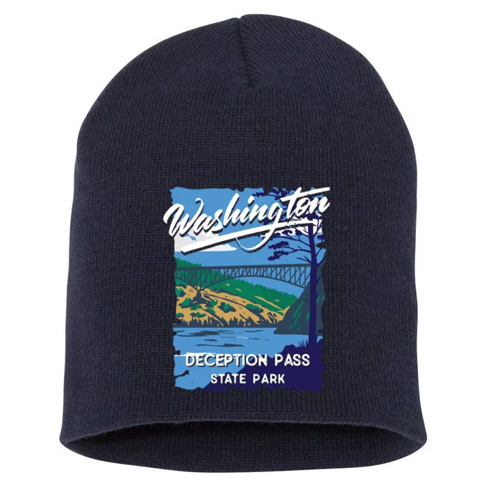 Deception Pass State Park Washington Evergreen State Camping Short Acrylic Beanie