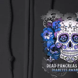 Dead Pancreas Society Sugar Skull Diabetes Awareness Month Full Zip Hoodie