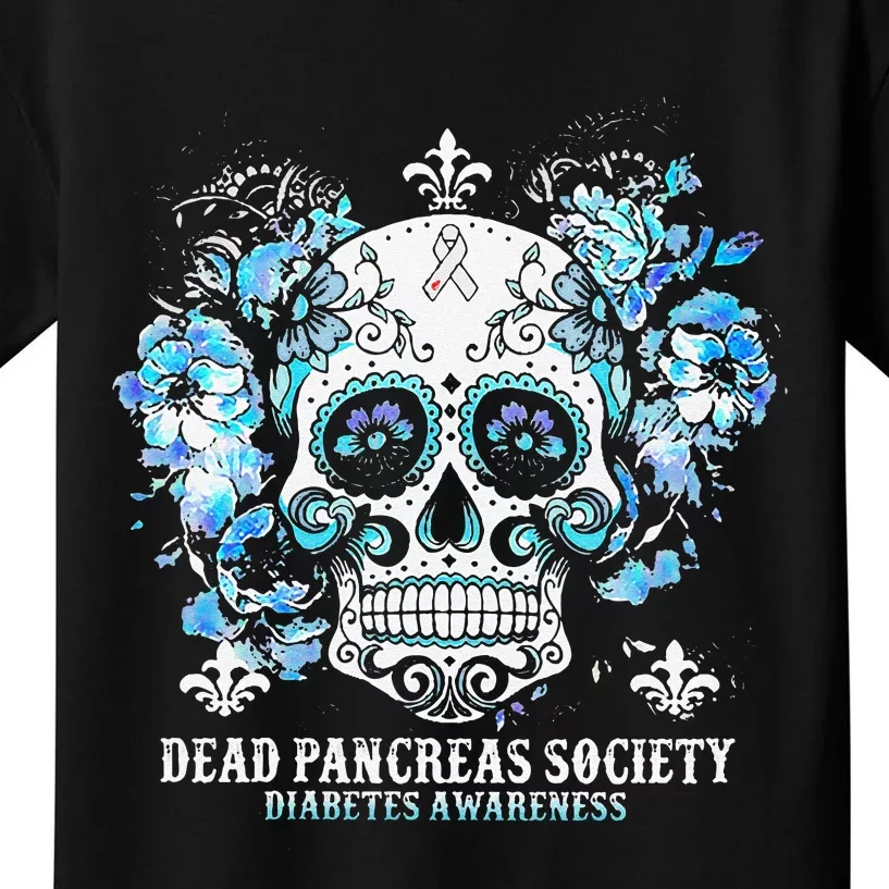 Dead Pancreas Society Diabetes Awareness Sugar Skull Kids T-Shirt