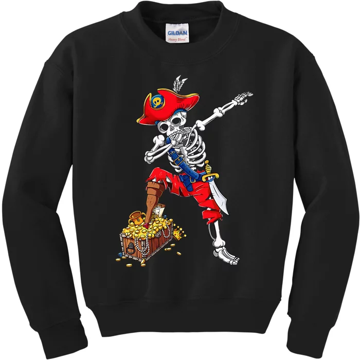 Dabbing Pirate Skeleton Dab Kids Halloween Costume Gift Kids Sweatshirt