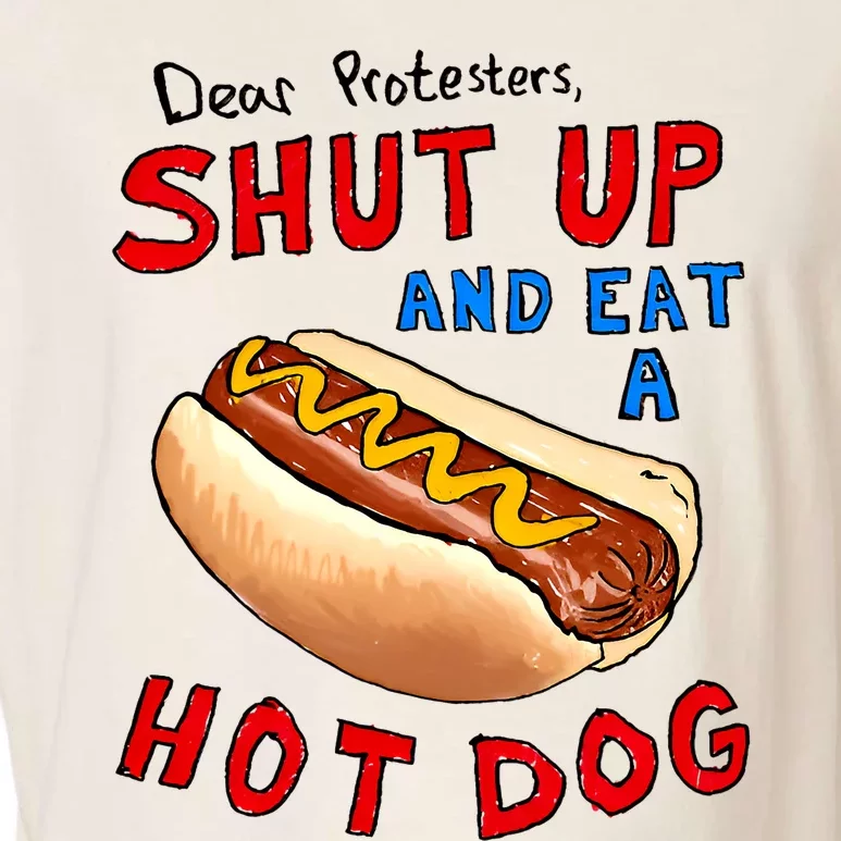 Dear Protesters Shut Up And Eat A Hot Dog Funny 4th Of July Garment-Dyed Women's Muscle Tee