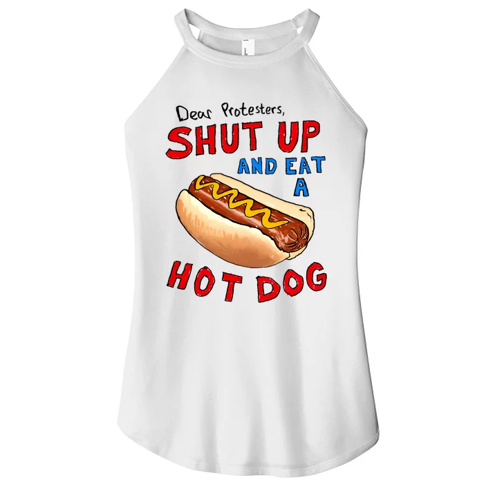 Dear Protesters Shut Up And Eat A Hot Dog Funny 4th Of July Women’s Perfect Tri Rocker Tank