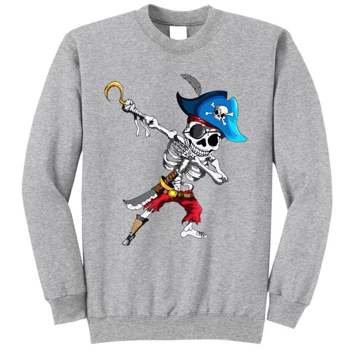 Dabbing Pirates Skeleton Eye Flap Pirate Ship Halloween Tall Sweatshirt