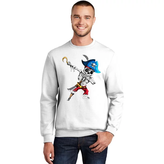 Dabbing Pirates Skeleton Eye Flap Pirate Ship Halloween Sweatshirt