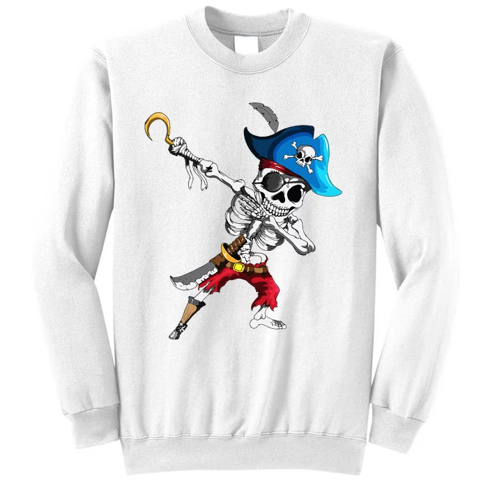 Dabbing Pirates Skeleton Eye Flap Pirate Ship Halloween Sweatshirt