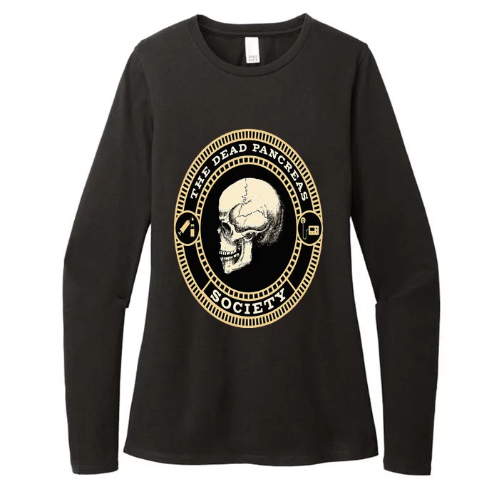 Dead Pancreas Society Type One Diabetes T1D Awareness Skull Womens CVC Long Sleeve Shirt