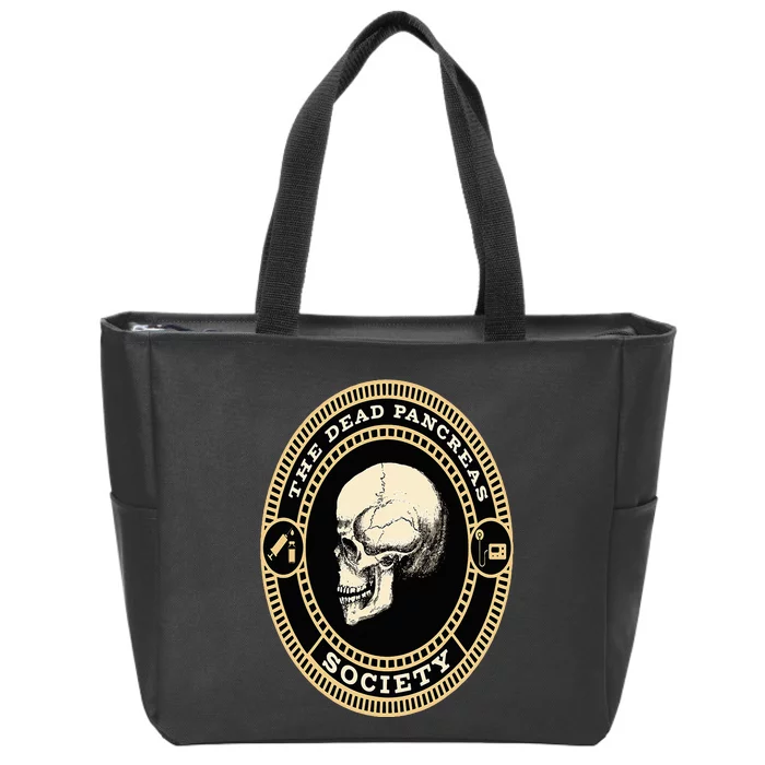 Dead Pancreas Society Type One Diabetes T1D Awareness Skull Zip Tote Bag