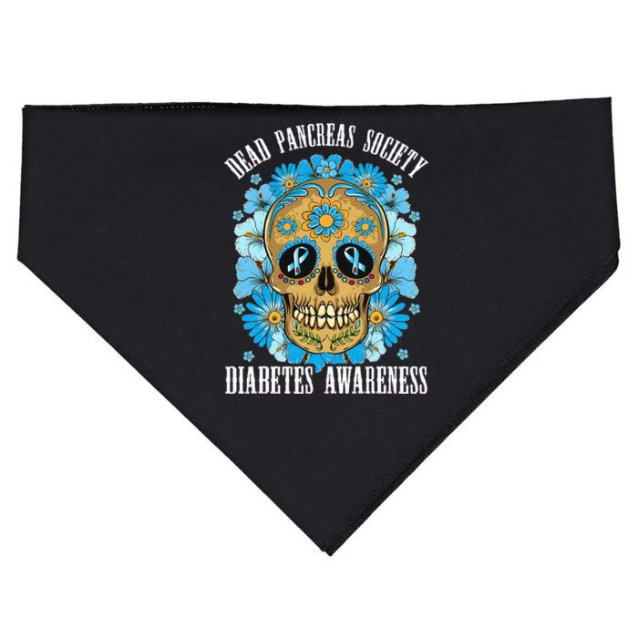 Dead Pancreas Society Funny Diabetes Awareness Sugar Skull USA-Made Doggie Bandana