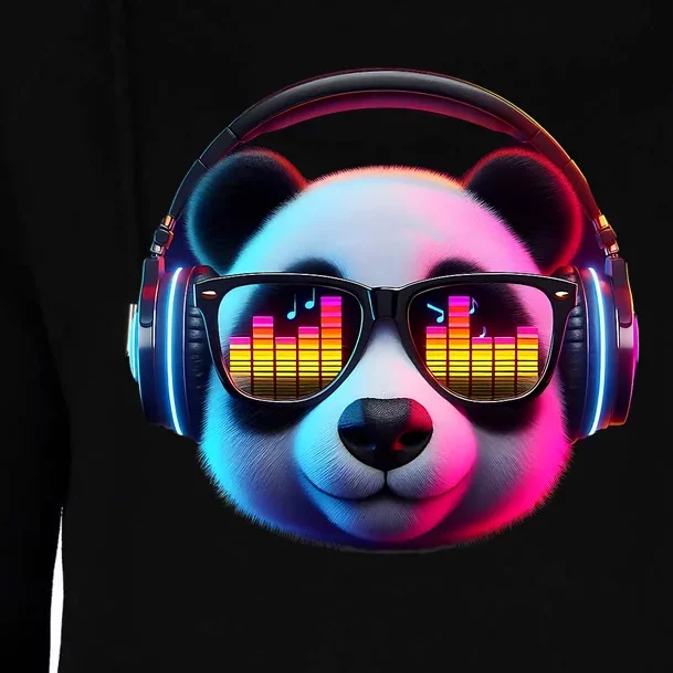 Dj Panda Sound Activated Electronic Music Bars Beats Womens Funnel Neck Pullover Hood