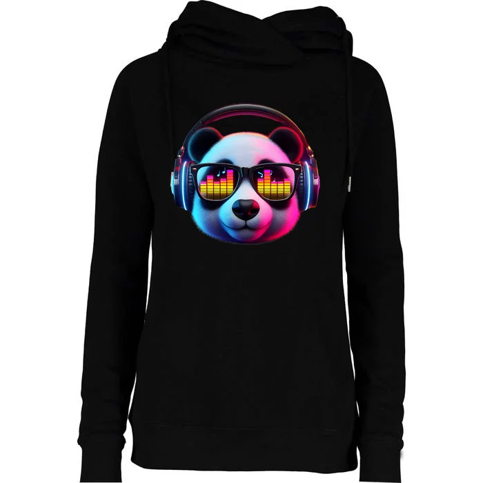 Dj Panda Sound Activated Electronic Music Bars Beats Womens Funnel Neck Pullover Hood