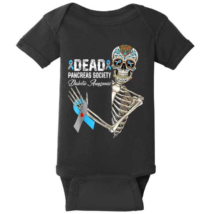 Dead Pancreas Society Diabetes Awareness Day Sugar Skeleton Baby Bodysuit