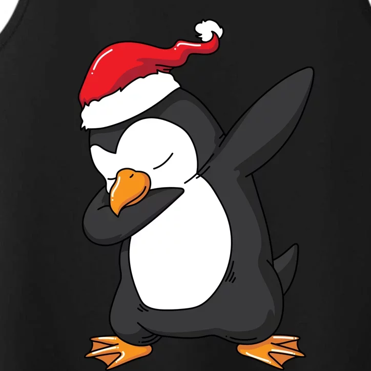 Dabbing Penguin Santa Hat Funny Christmas Gift Performance Tank