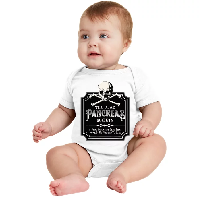 Dead Pancreas Society Type One Diabetes T1d Awareness Skull Baby Bodysuit