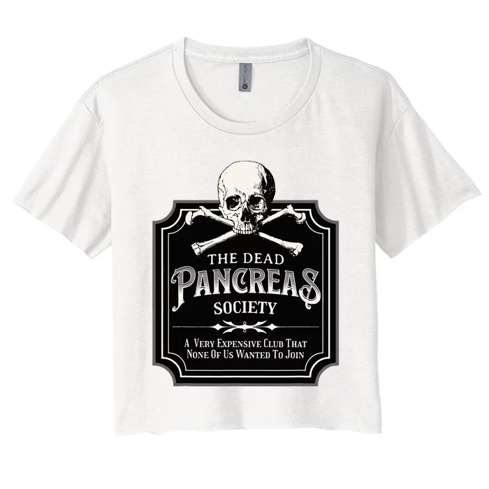 Dead Pancreas Society Type One Diabetes T1d Awareness Skull Women's Crop Top Tee