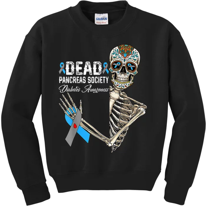 Dead Pancreas Society Diabetes Awareness Day Sugar Skeleton Kids Sweatshirt