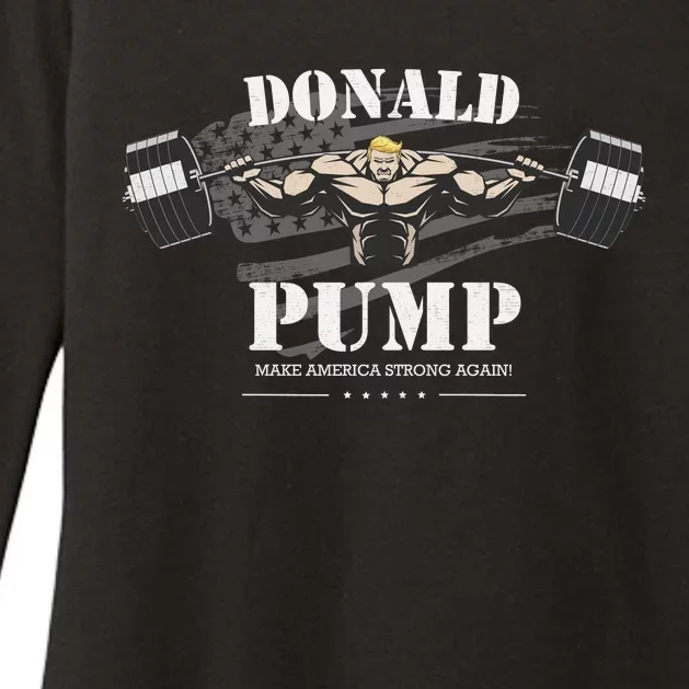 Donald Pump Trump Make America Strong Again Funny Womens CVC Long Sleeve Shirt