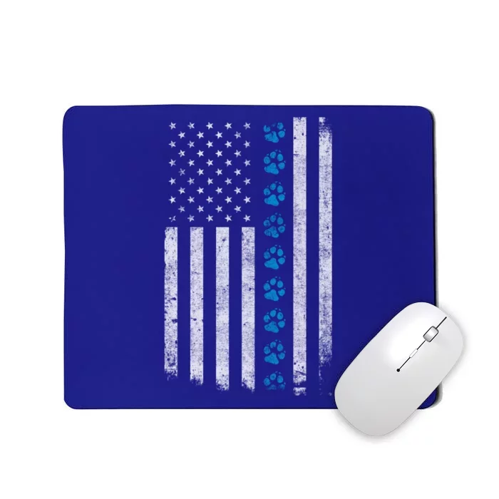 Dog Paw Thin Blue Line American Flag Police Dog Military K9 Meaningful Gift Mousepad