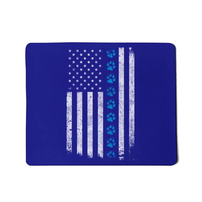 Dog Paw Thin Blue Line American Flag Police Dog Military K9 Meaningful Gift Mousepad