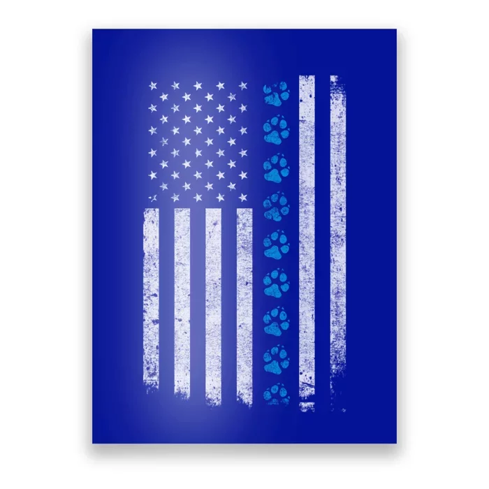 Dog Paw Thin Blue Line American Flag Police Dog Military K9 Meaningful Gift Poster