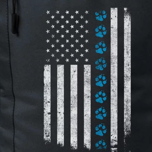 Dog Paw Thin Blue Line American Flag Police Dog Military K9 Meaningful Gift Daily Commute Backpack