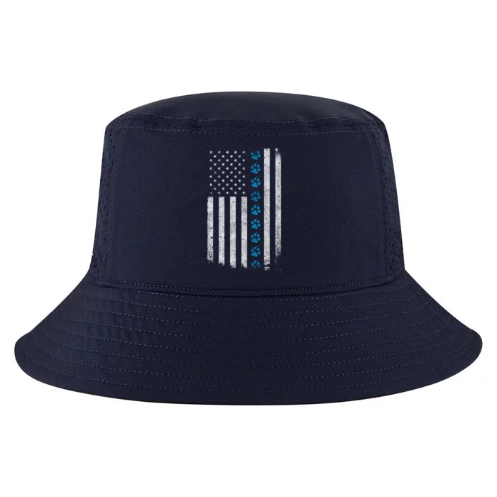 Dog Paw Thin Blue Line American Flag Police Dog Military K9 Meaningful Gift Cool Comfort Performance Bucket Hat