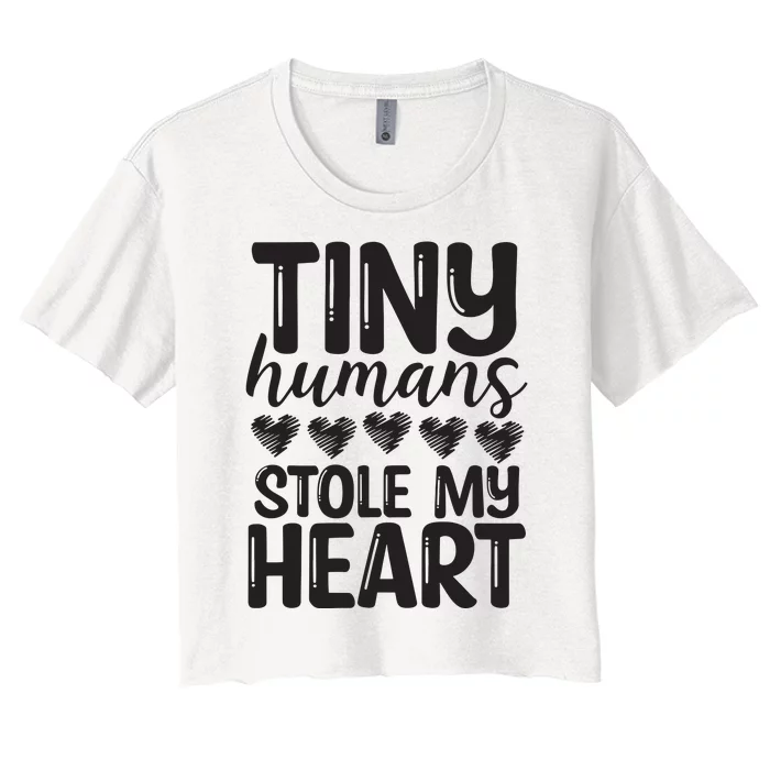 Daycare Provider Tiny Humans Stole My Heart Childcare Women's Crop Top Tee